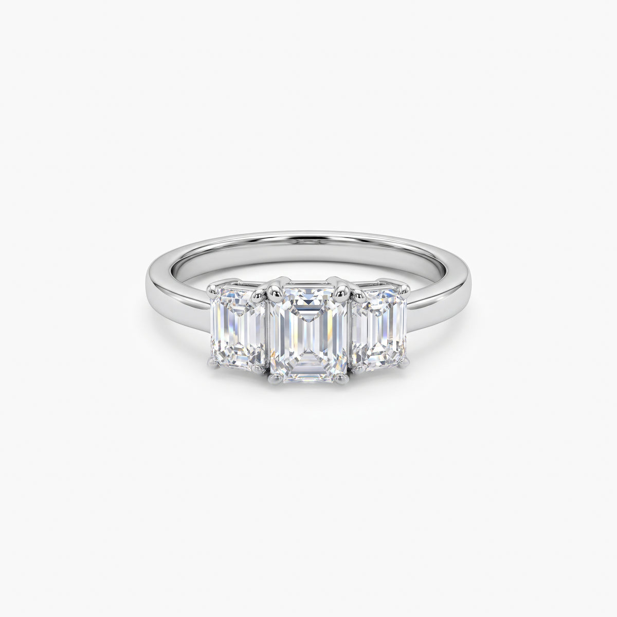 Platinum 1.50ct Diamond Emerald Cut Trilogy Ring
