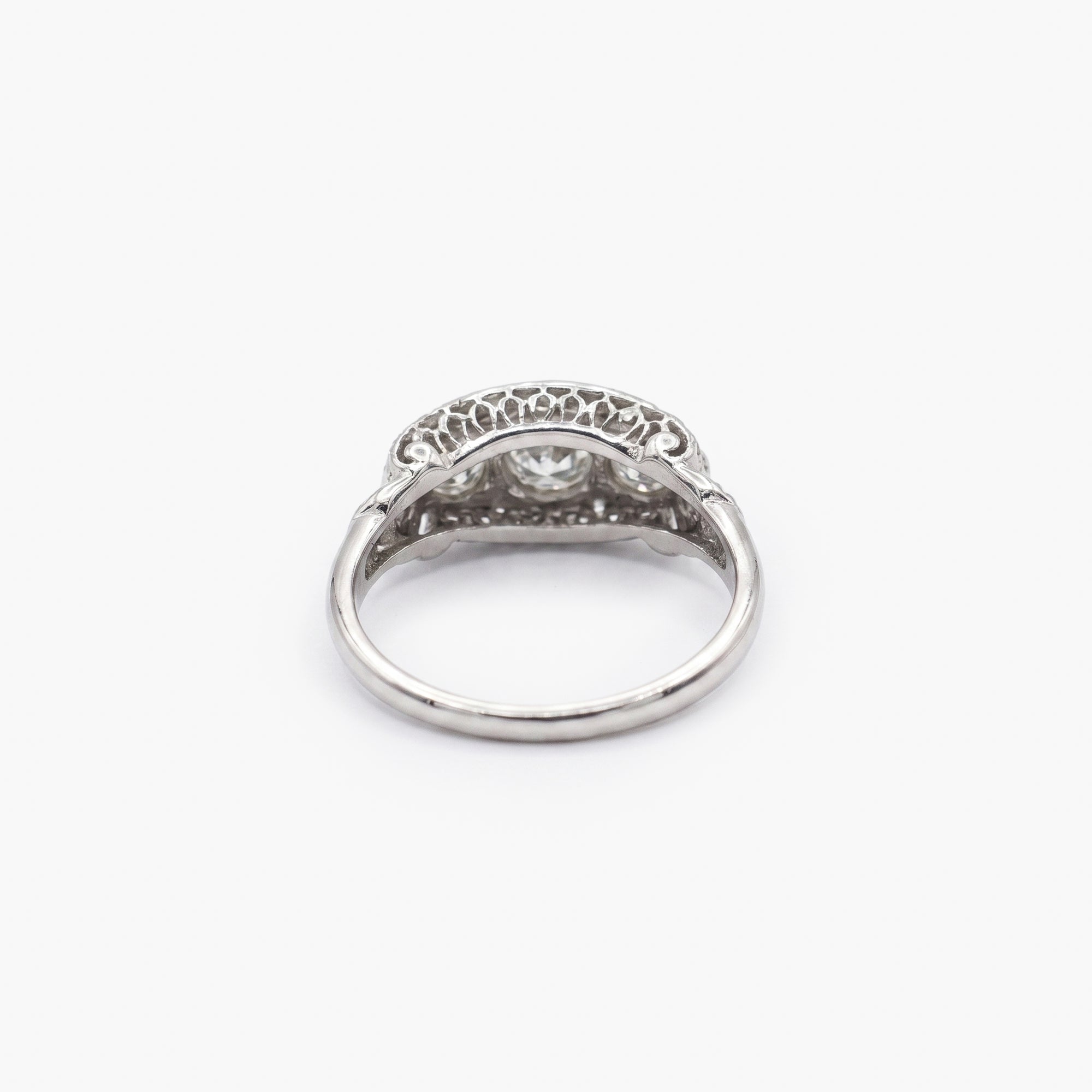 Antique Platinum Three Stone Diamond Ring 1.00ct