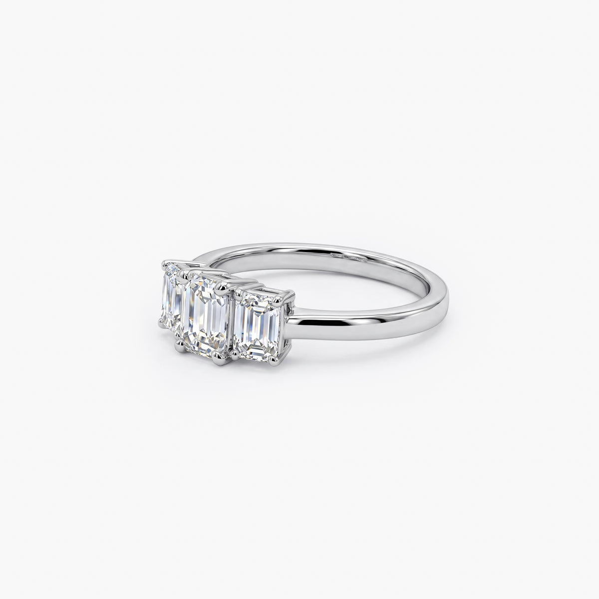 Platinum 1.50ct Diamond Emerald Cut Trilogy Ring
