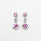 18ct White Gold Pink Sapphire & Diamond Double Drop Earrings
