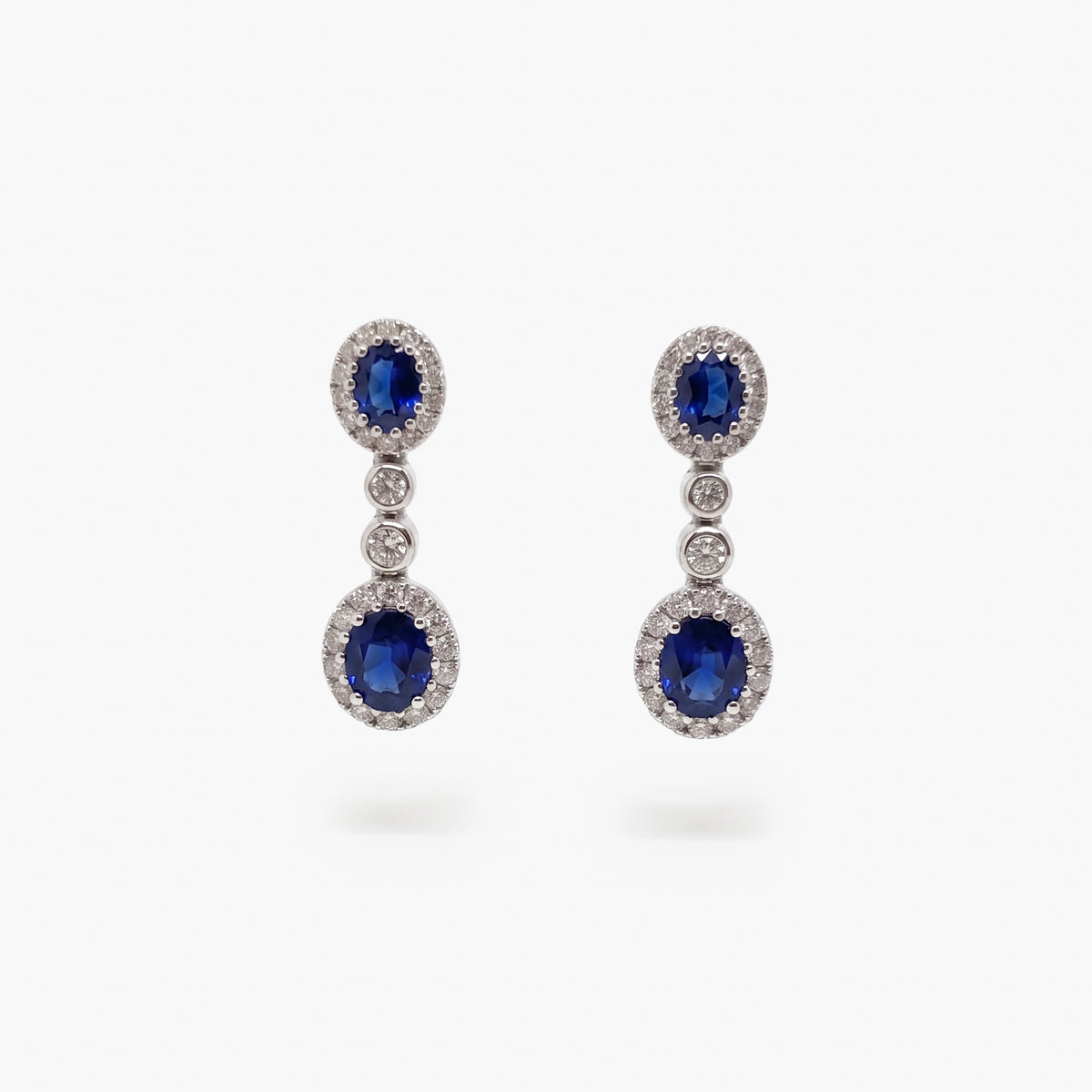 Two Sapphire & Diamond Earrings