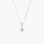 18ct White Gold Diamond Teardrop Pendant Necklace