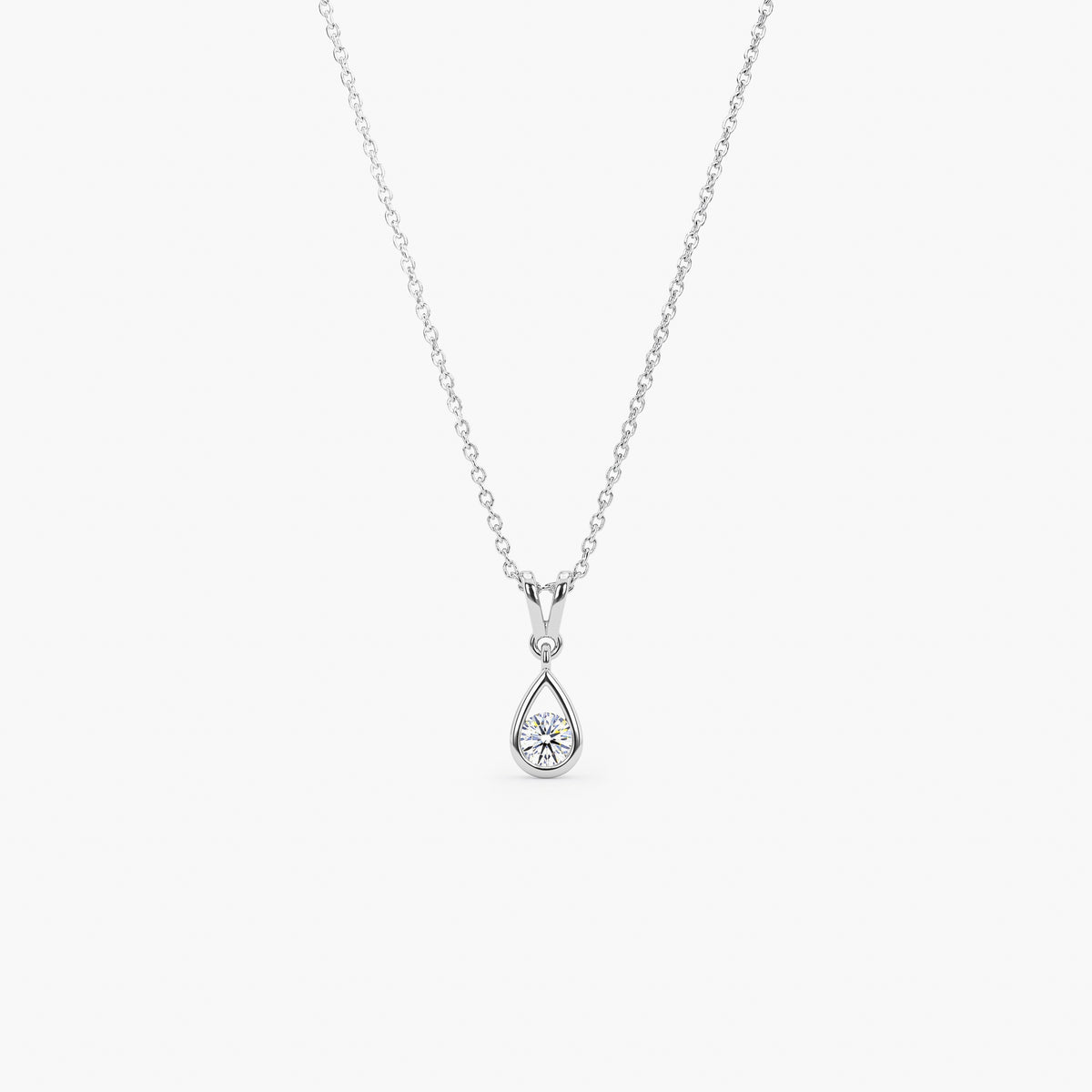 18ct White Gold Diamond Teardrop Pendant Necklace