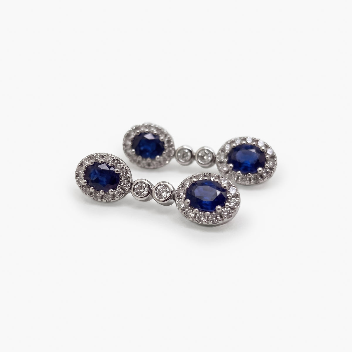 Two Sapphire & Diamond Earrings