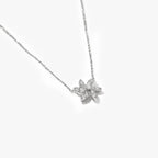 18ct White Gold Diamond Flower Pendant Necklace