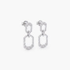 18ct White Gold Diamond Double Link Drop Earrings