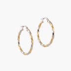 18ct Two-Tone Gold Twisted Hoop Earrings