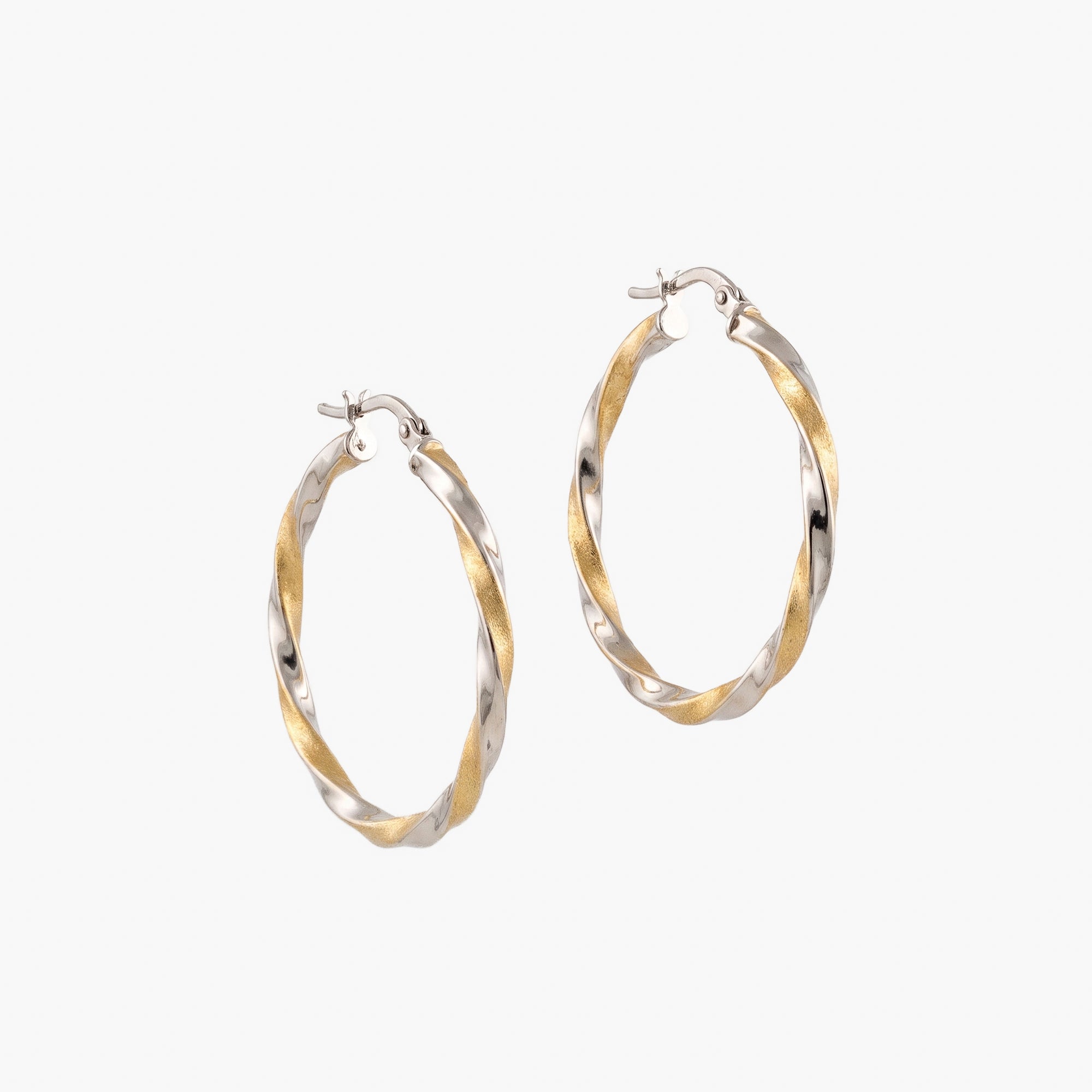 18ct Two-Tone Gold Twisted Hoop Earrings
