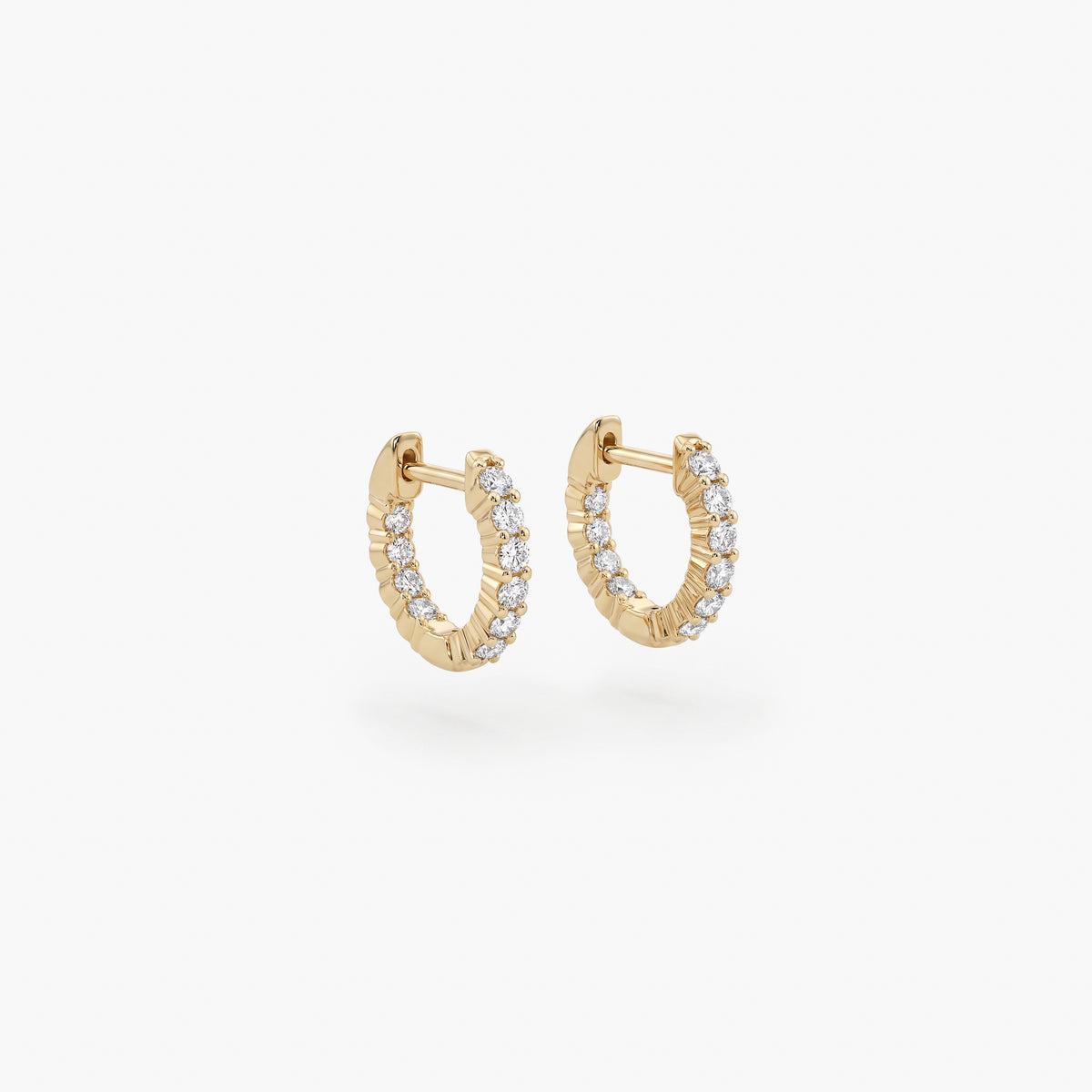 9ct Yellow Gold Diamond Huggie Earrings