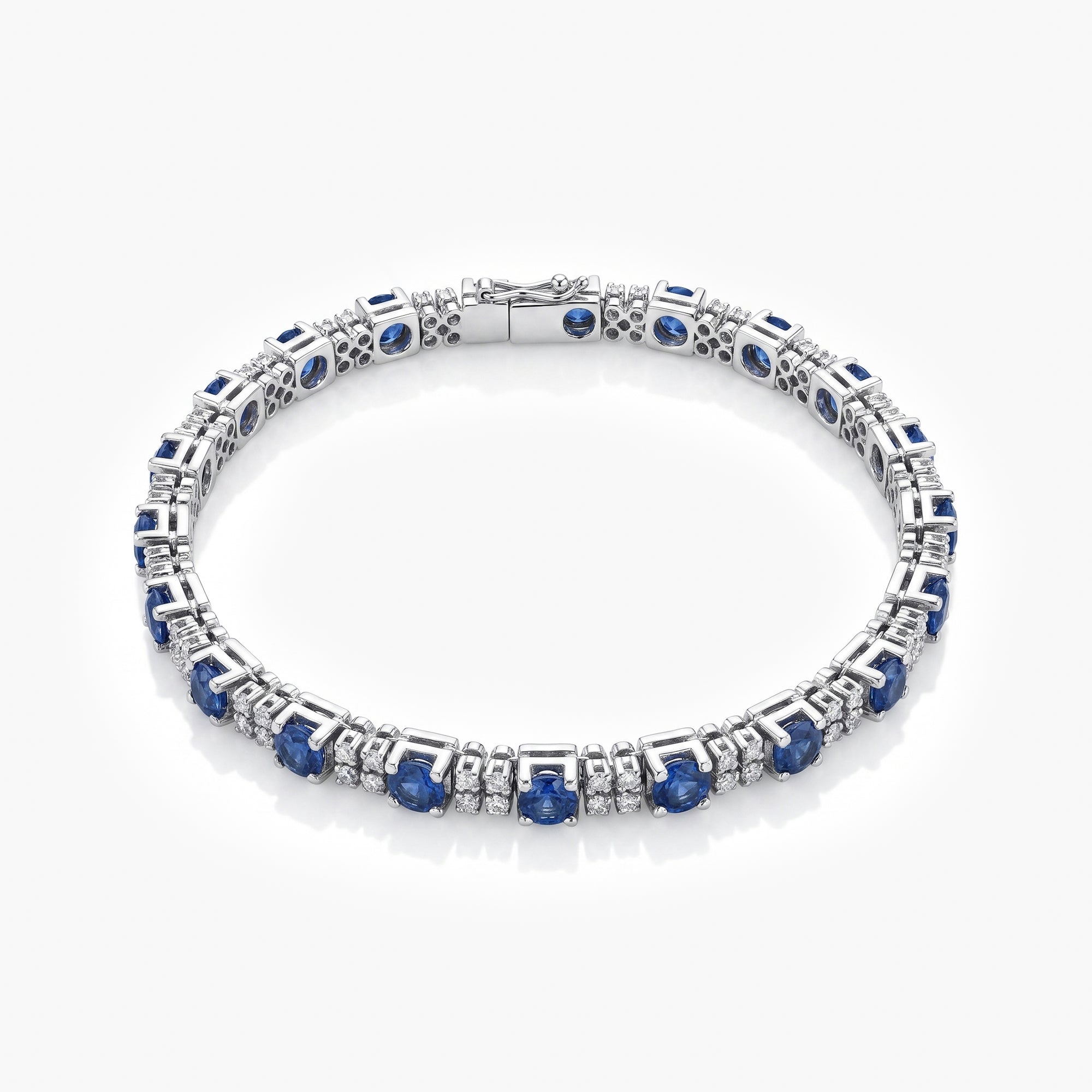18ct White Gold Sapphire & Diamond Tennis Bracelet