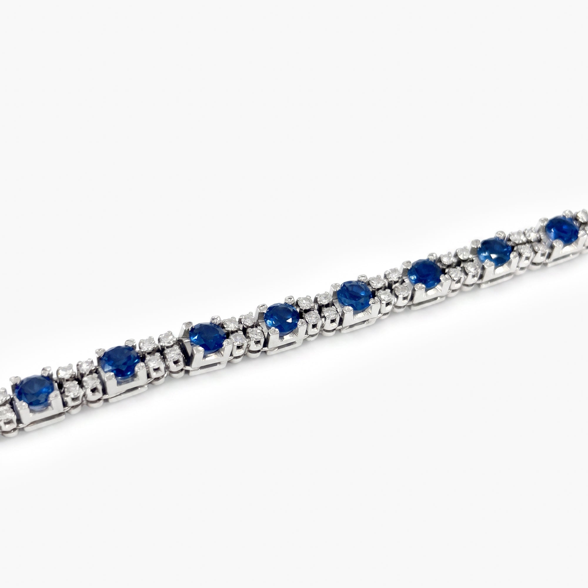 18ct White Gold Sapphire & Diamond Tennis Bracelet