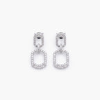 18ct White Gold Diamond Double Link Drop Earrings
