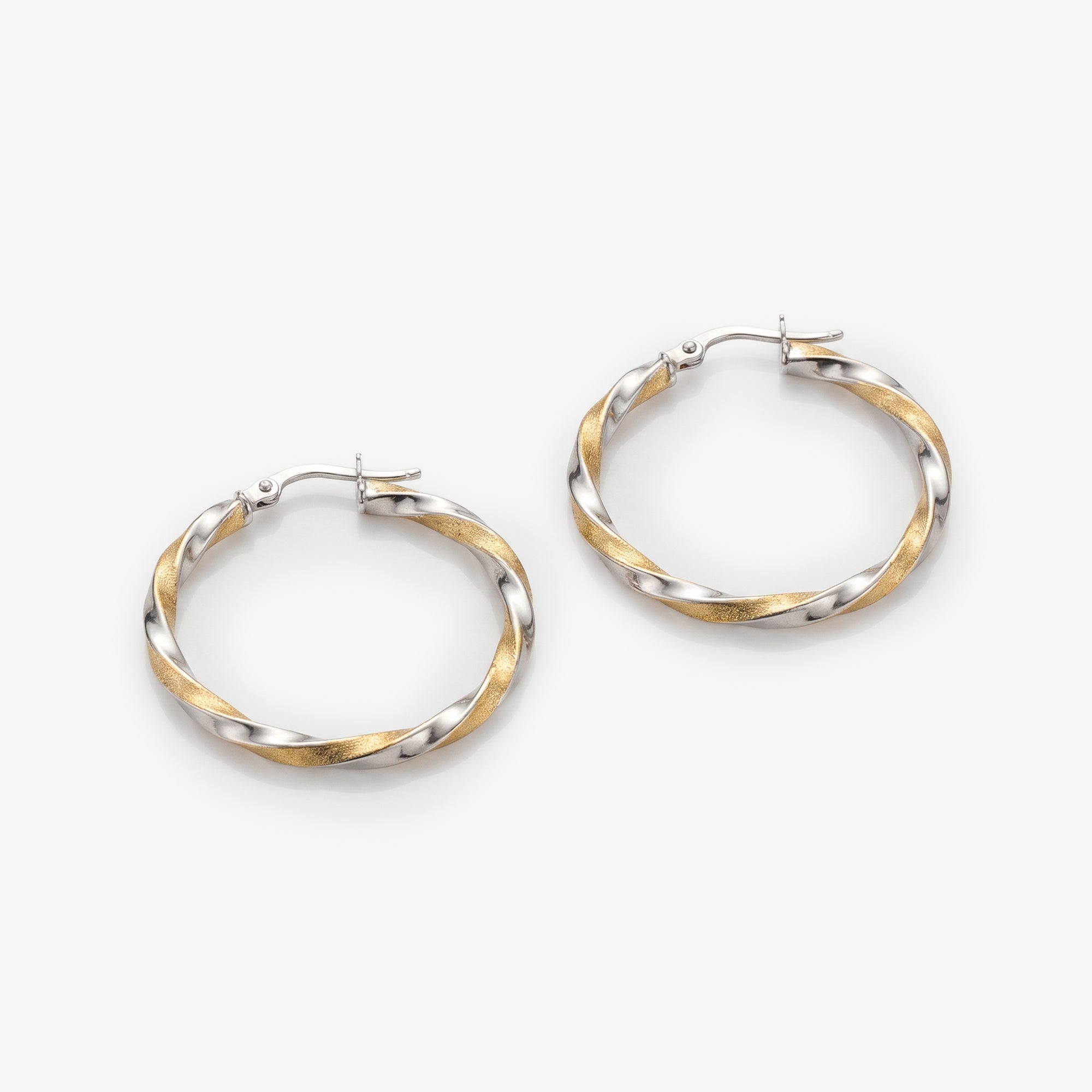 18ct Two-Tone Gold Twisted Hoop Earrings