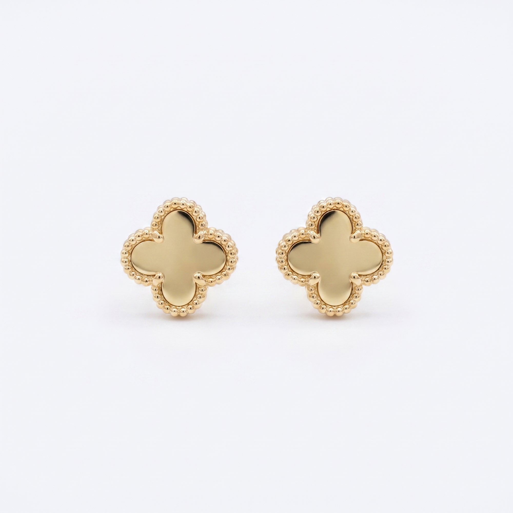 9ct Yellow Gold Four Leaf Clover Stud Earrings