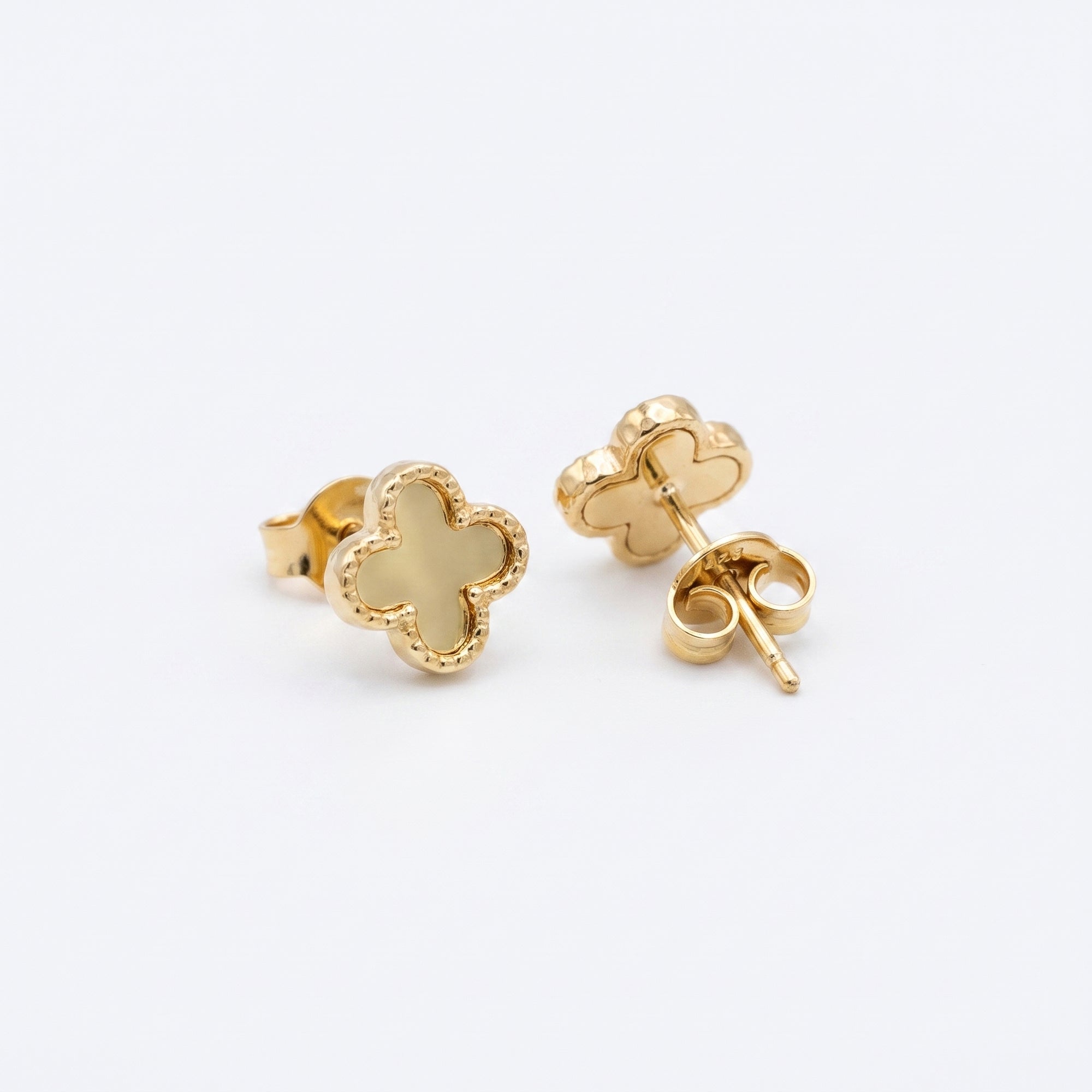 9ct Yellow Gold Four Leaf Clover Stud Earrings