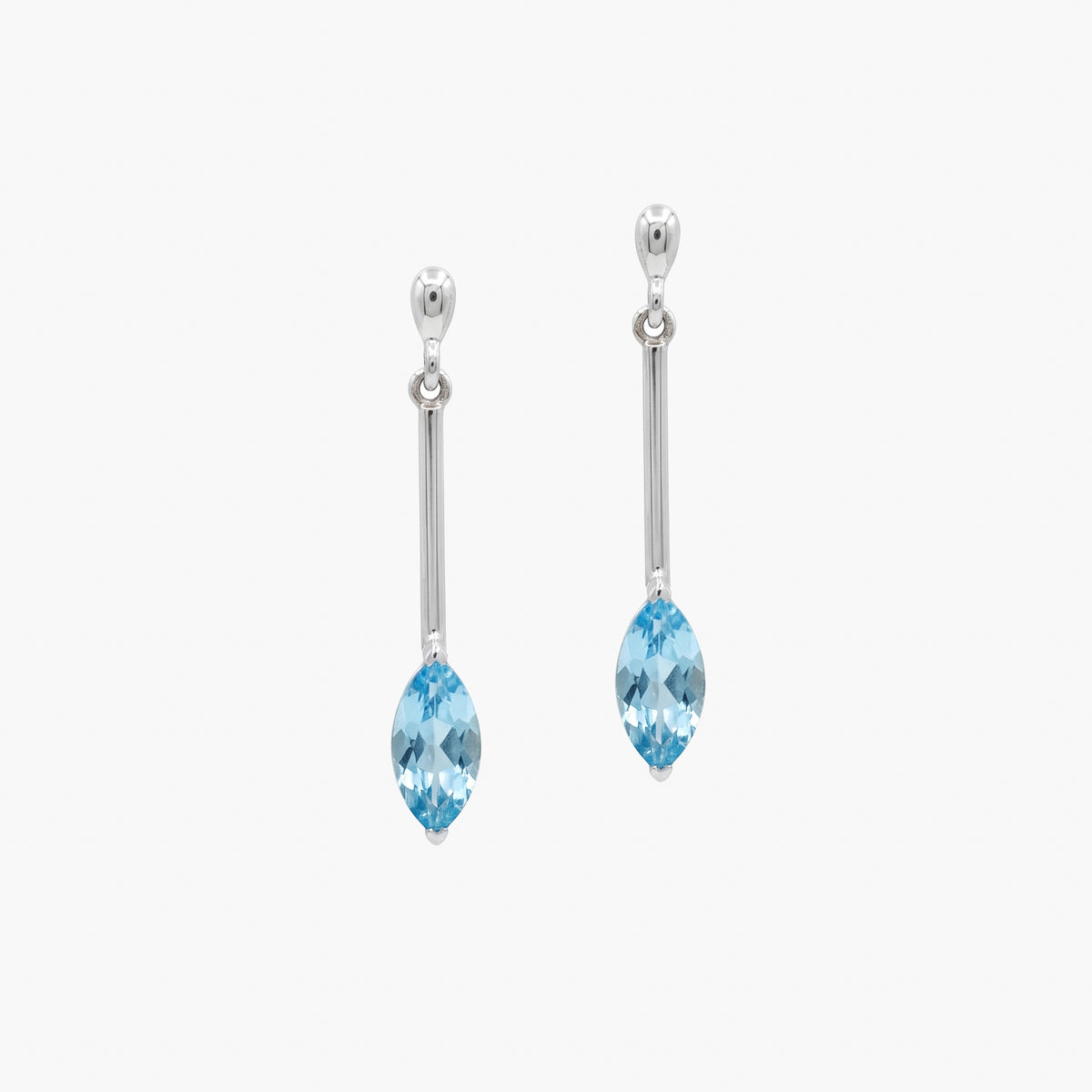 9ct White Gold Marquise Blue Topaz Drop Earrings