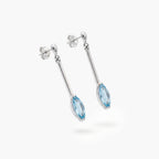 9ct White Gold Marquise Blue Topaz Drop Earrings