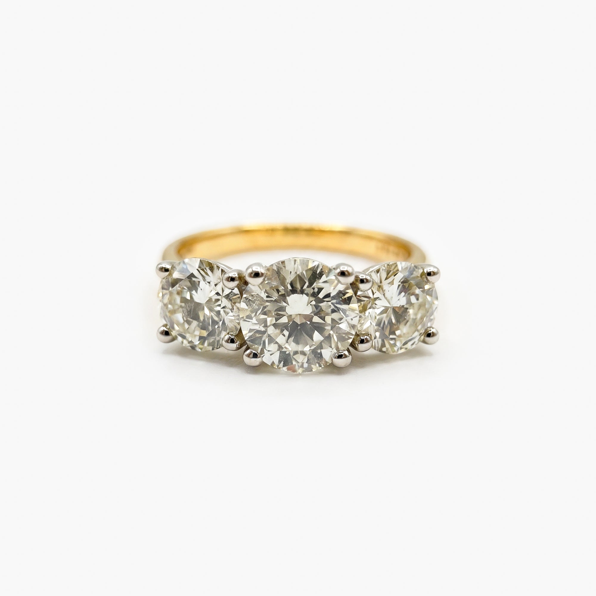 18ct Gold & Platinum 4.03ct Diamond Three Stone Ring