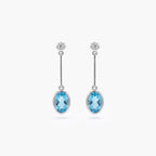 9ct White Gold Blue Topaz & Diamond Drop Earrings