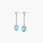 9ct White Gold Blue Topaz & Diamond Drop Earrings