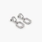 18ct White Gold Diamond Double Link Drop Earrings