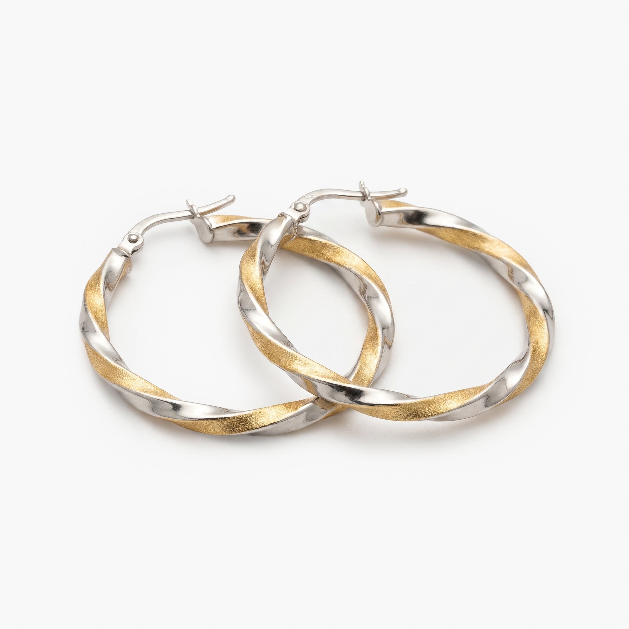 18ct Two-Tone Gold Twisted Hoop Earrings