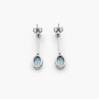 9ct White Gold Blue Topaz & Diamond Drop Earrings