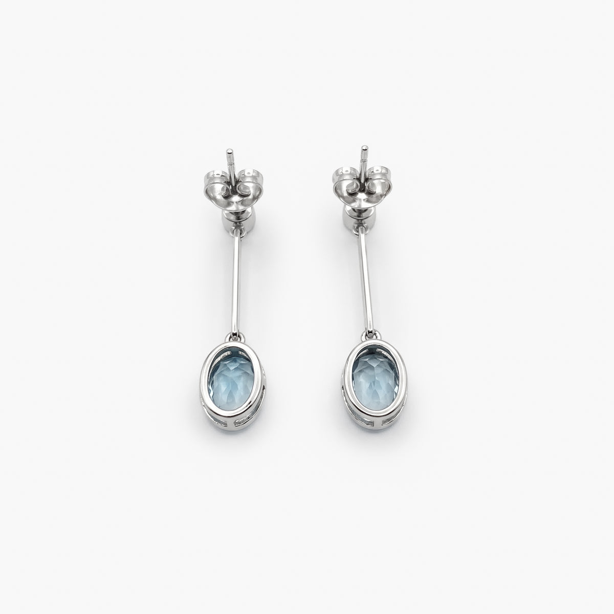 9ct White Gold Blue Topaz & Diamond Drop Earrings