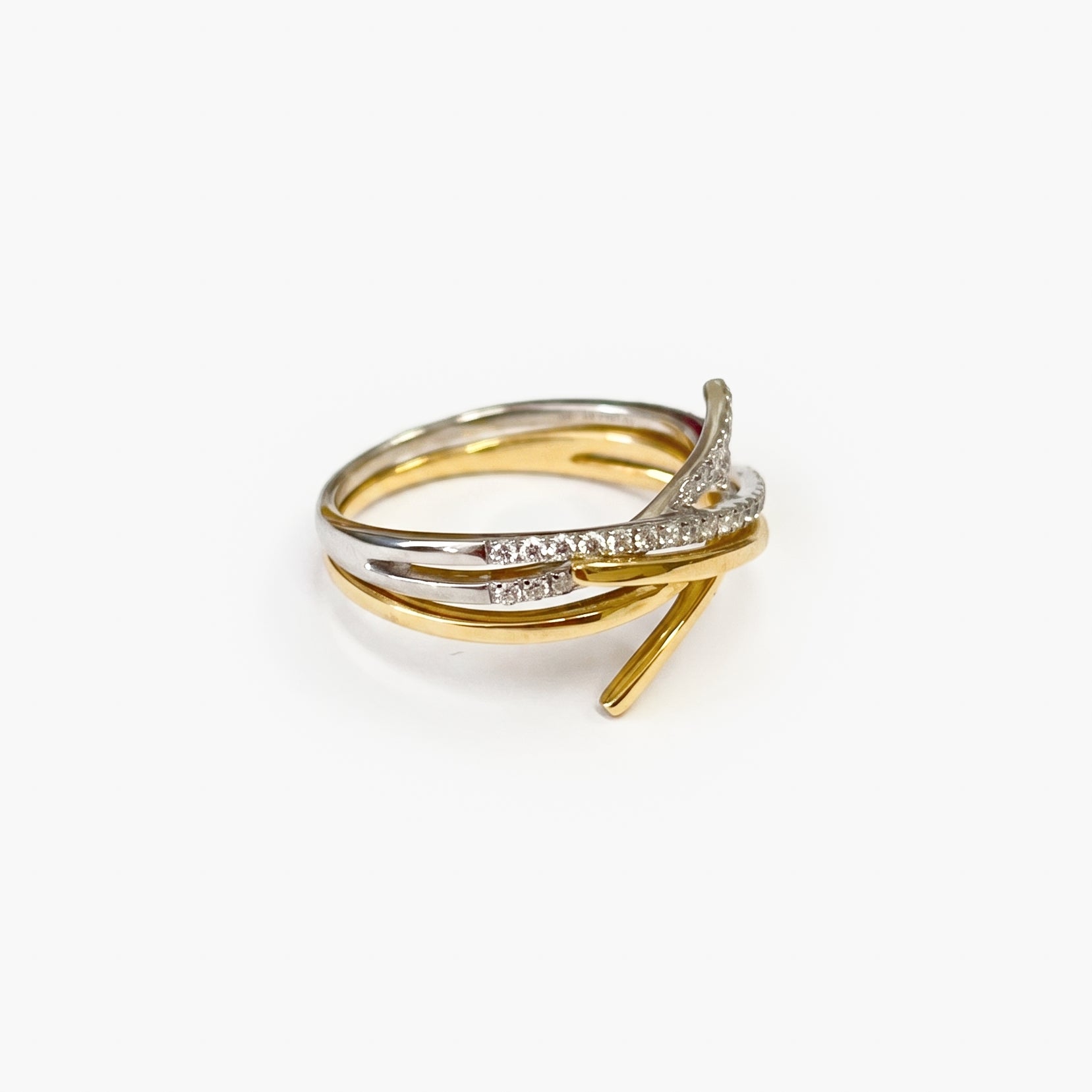 18ct Yellow Gold & Platinum Diamond Stacking Ring Set