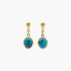 9ct Gold Turquoise Oval Drop Earrings