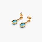 9ct Gold Turquoise Oval Drop Earrings