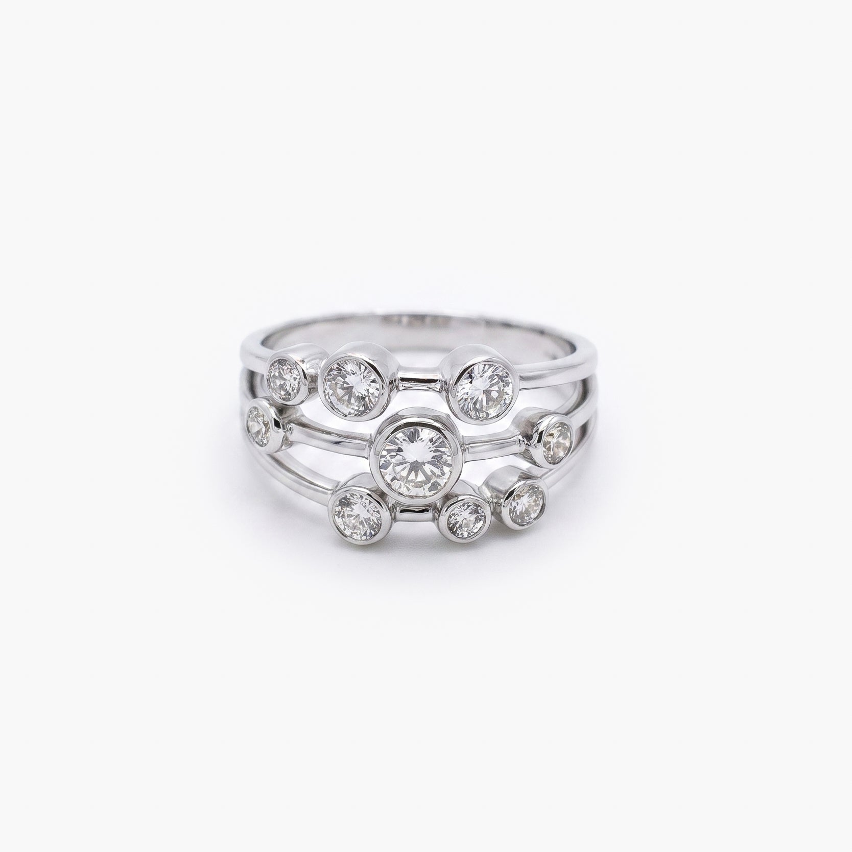 9ct White Gold Diamond Bubble Ring