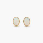 9ct Gold Oval Opal Stud Earrings