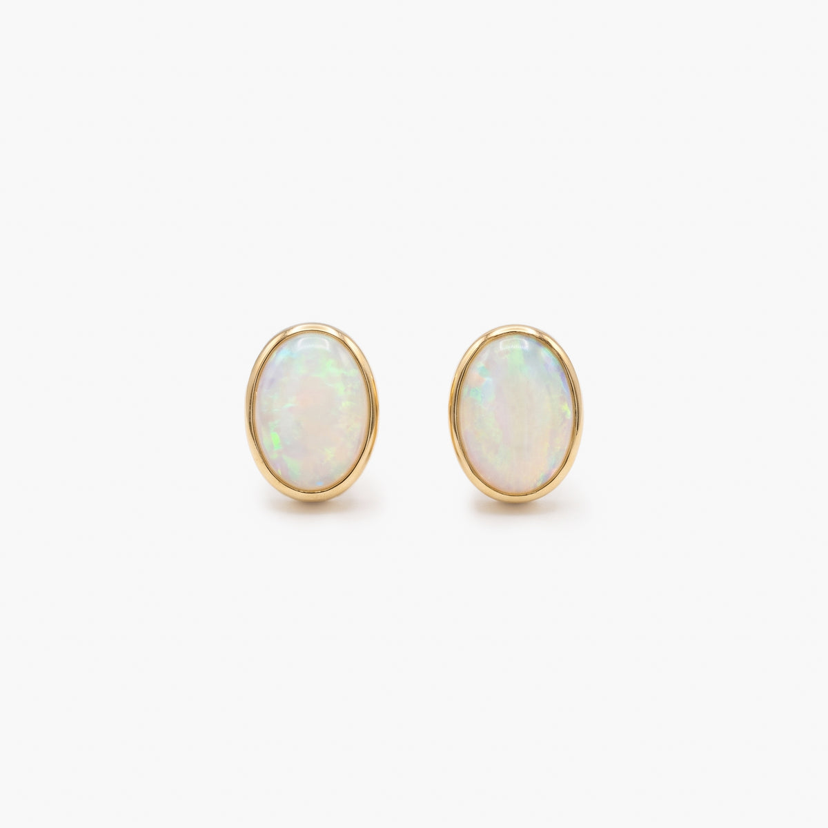 9ct Gold Oval Opal Stud Earrings