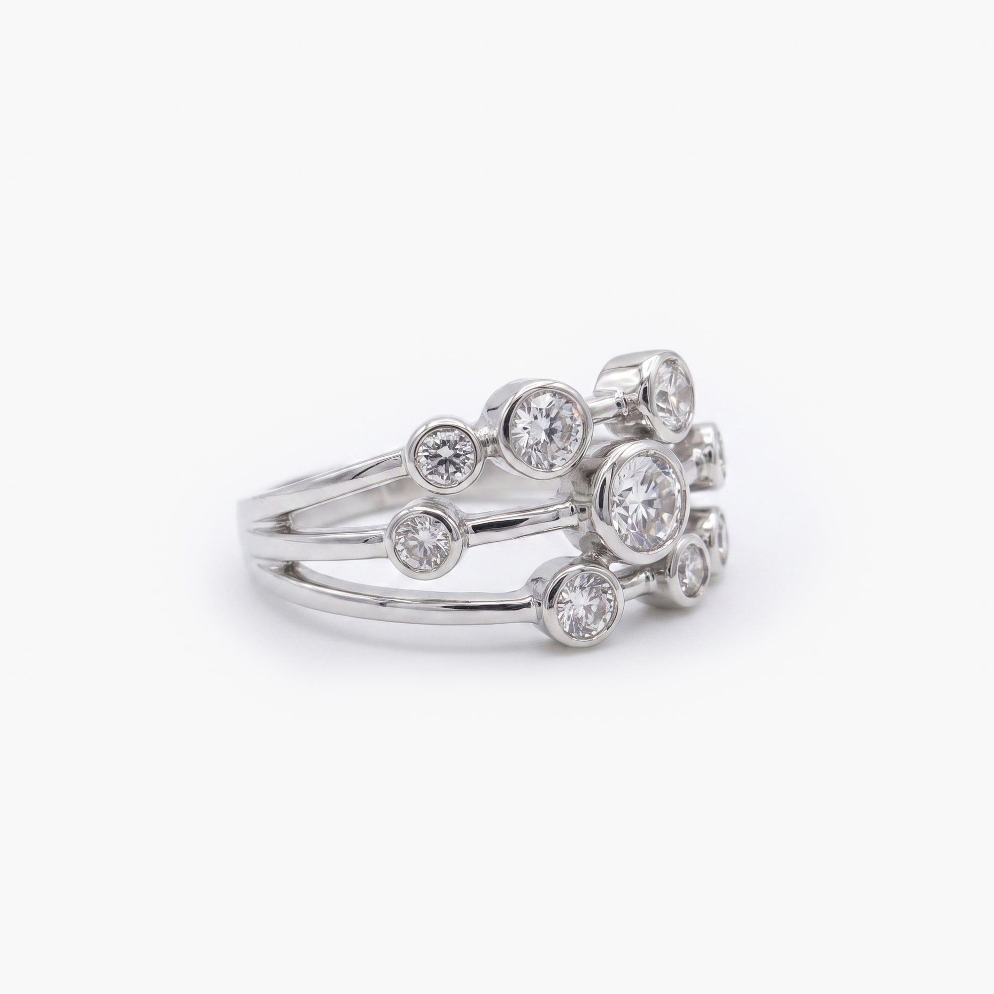 9ct White Gold Diamond Bubble Ring