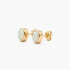 9ct Gold Oval Opal Stud Earrings