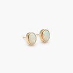 9ct Gold Oval Opal Stud Earrings