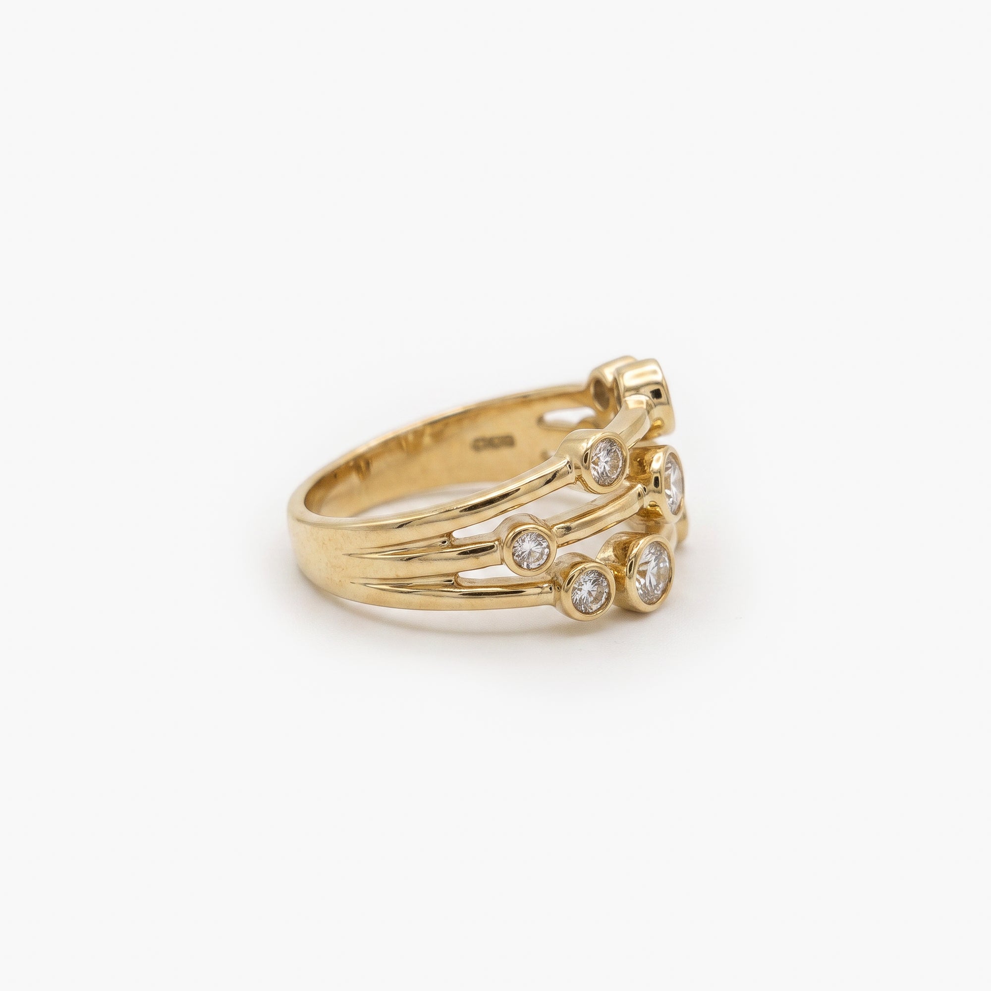 9ct Yellow Gold Diamond Bubble Ring