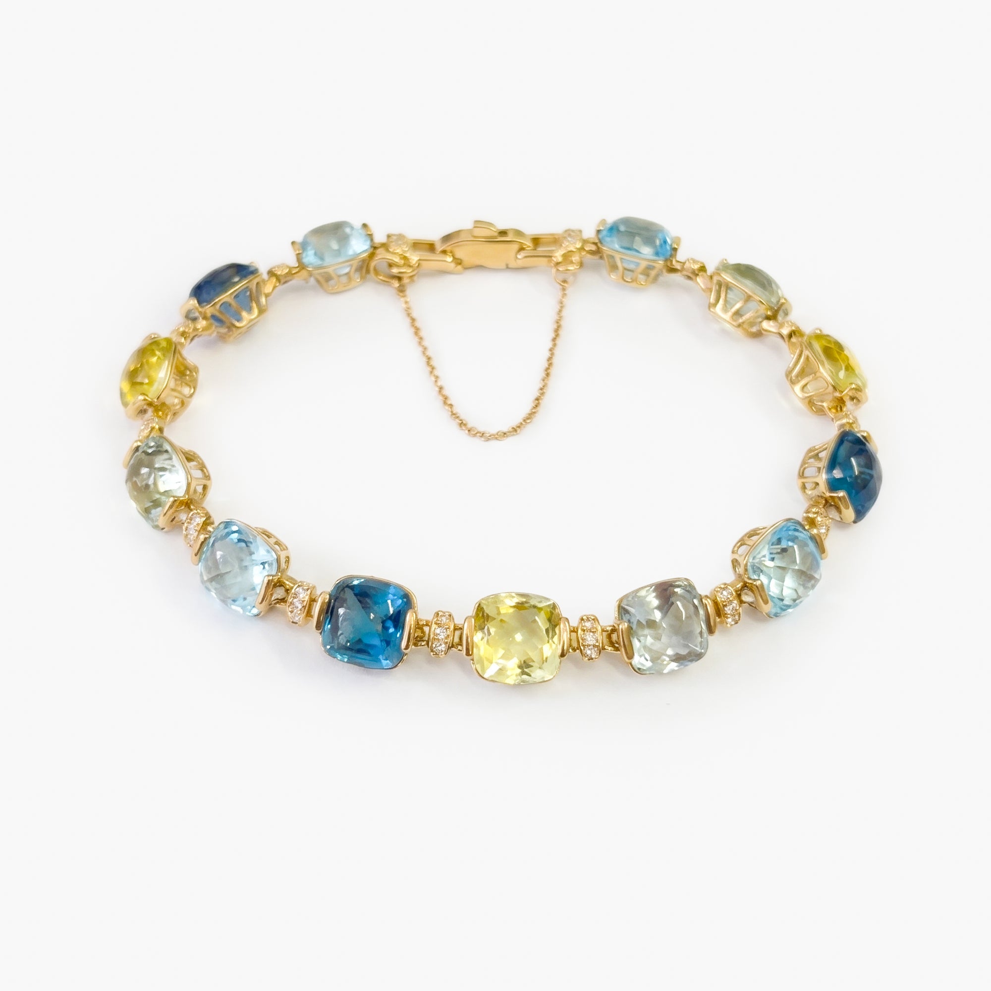 9ct Yellow Gold Multi-Gemstone & Diamond Bracelet
