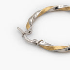 18ct Two-Tone Gold Twisted Hoop Earrings