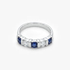 18ct White Gold Sapphire and Diamond Half-Eternity Ring