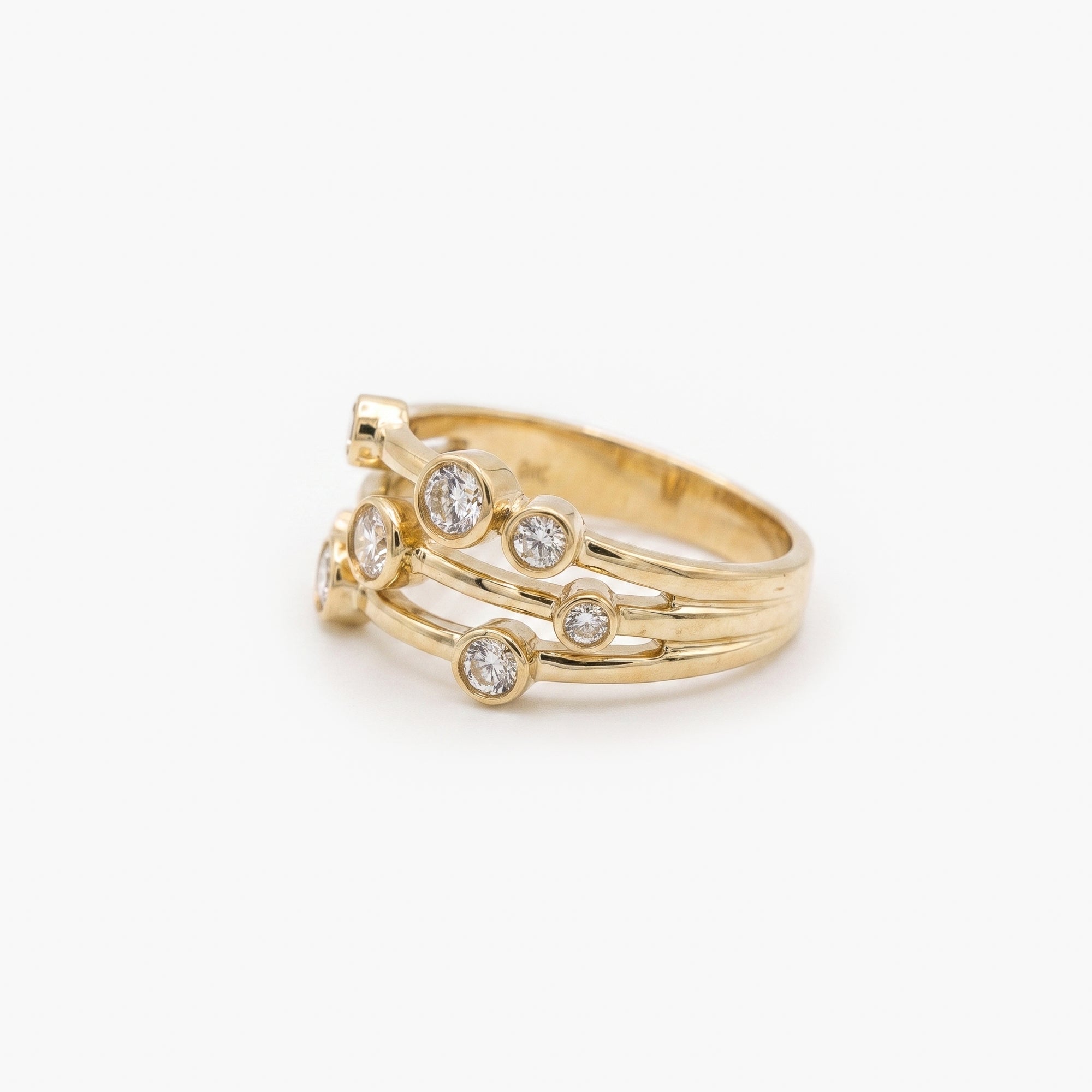 9ct Yellow Gold Diamond Bubble Ring