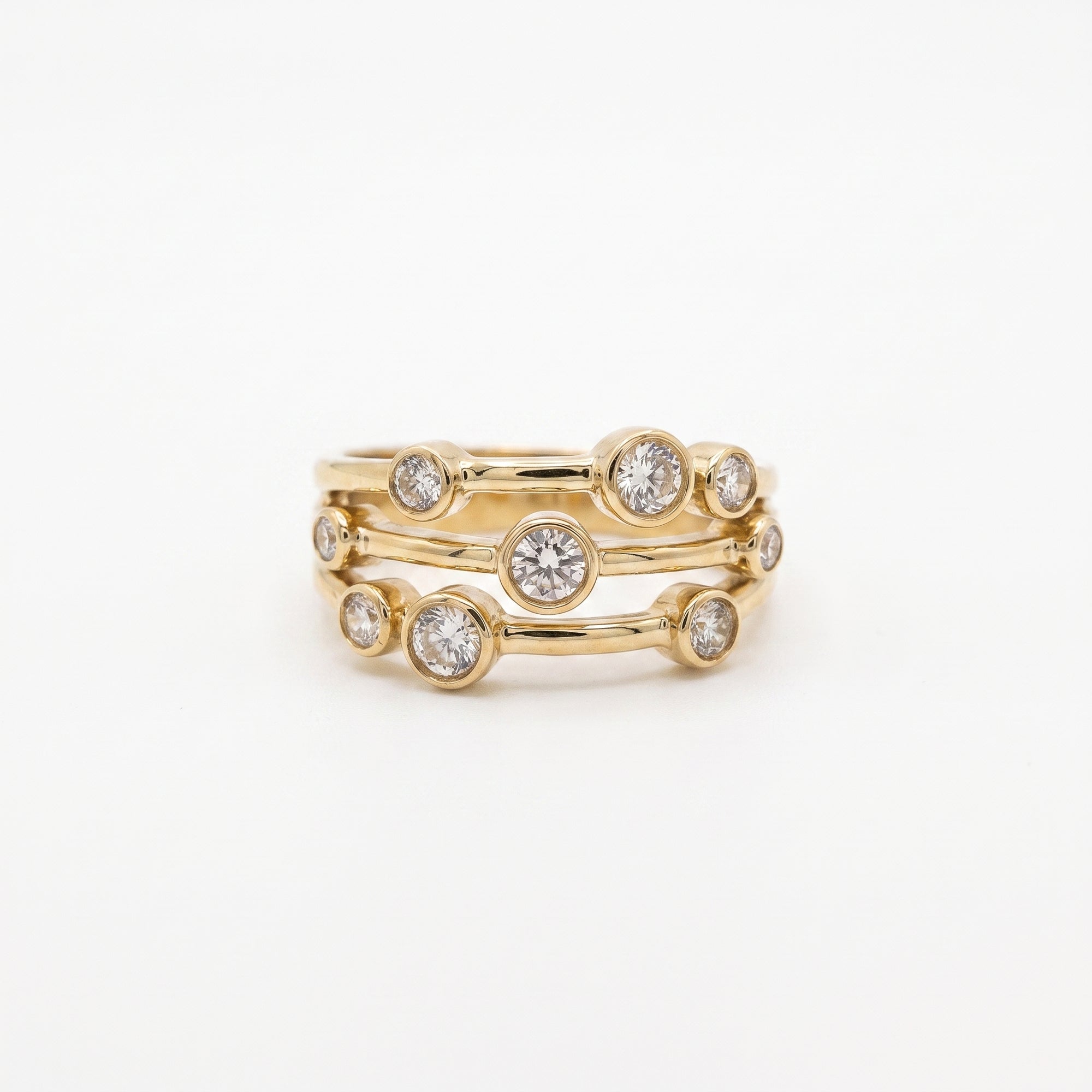 9ct Yellow Gold Diamond Bubble Ring