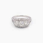 Antique Platinum Three Stone Diamond Ring 1.00ct