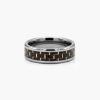 Men's Tungsten Carbide Ring with Rose Carbon Fibre Inlay