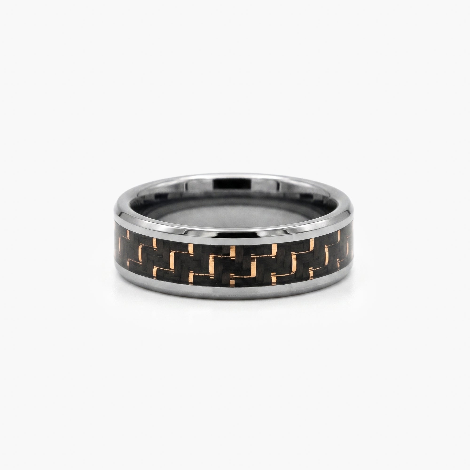 Men's Tungsten Carbide Ring with Rose Carbon Fibre Inlay