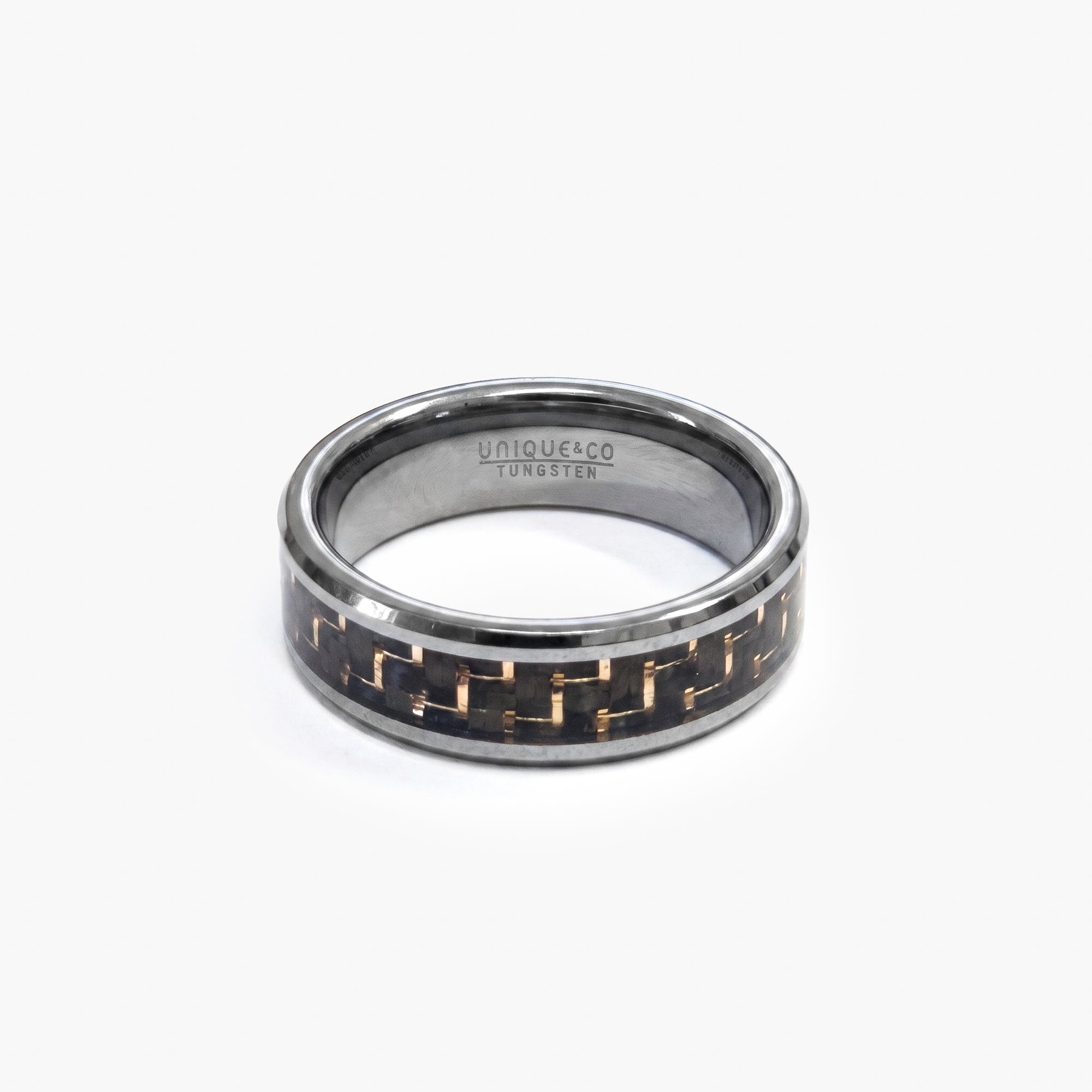 Men's Tungsten Carbide Ring with Rose Carbon Fibre Inlay