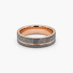 Men's Tungsten Hammered Ring with Rose IP Plating
