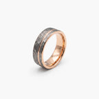 Men's Tungsten Hammered Ring with Rose IP Plating