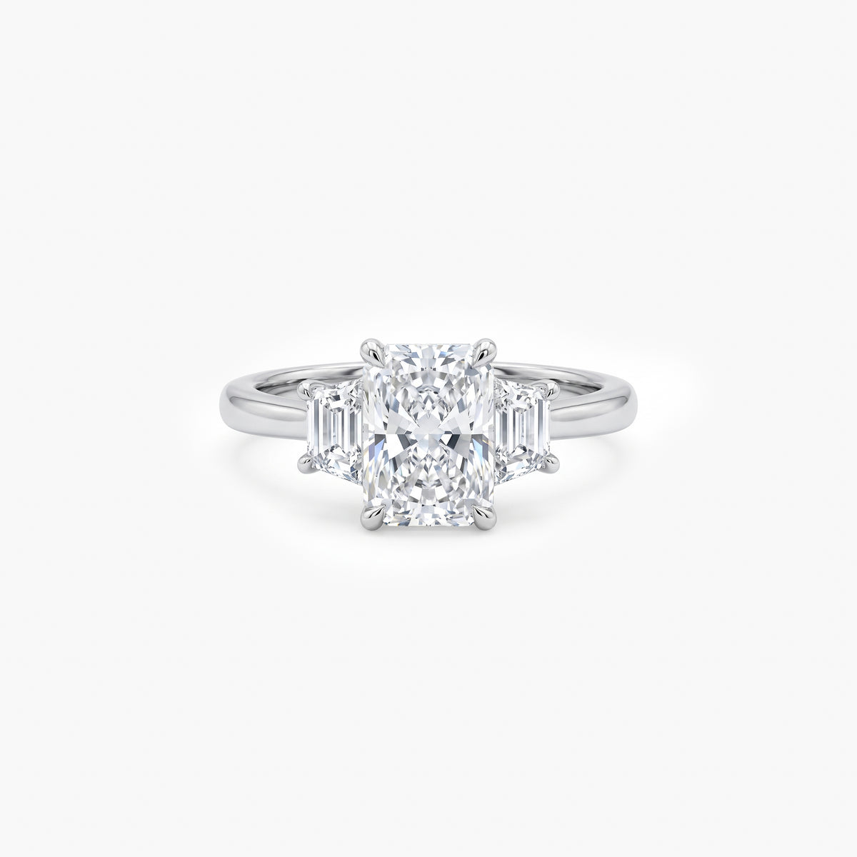 Platinum Radiant Cut Lab Diamond Trilogy Ring 2.10ct